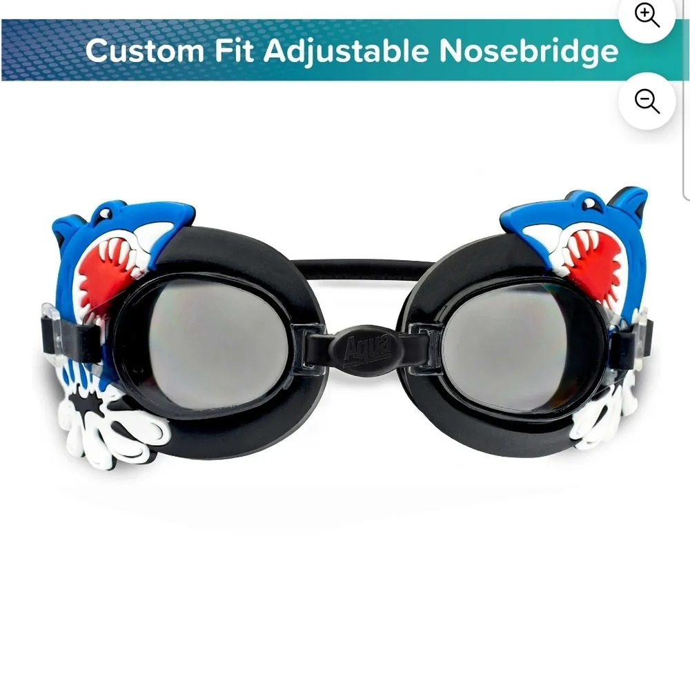 Set Of 2 Dolfin Kids Unicorn and Shark 3-in-1 Swim Goggles - Pink, Blue, Black